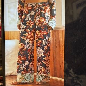 Anthropologie Floral Pajama Pants - Multicolor